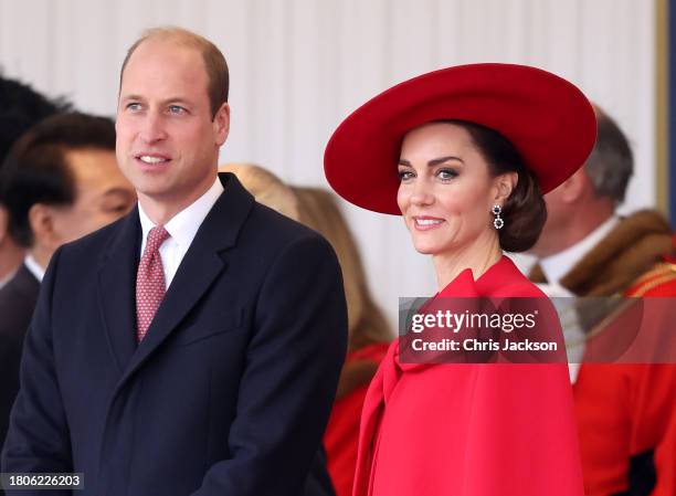 Prince William, Prince of Wales and Catherine, Princess of Wales attend a ceremonial welcome for The President and the First Lady of the Republic of...