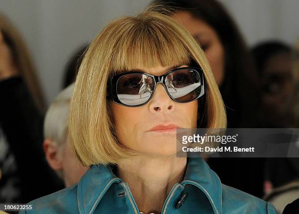 Anna Wintour attends the Mulberry Spring/Summer 2014 show during London Fashion Week at Claridges Hotel on September 15, 2013 in London, England.
