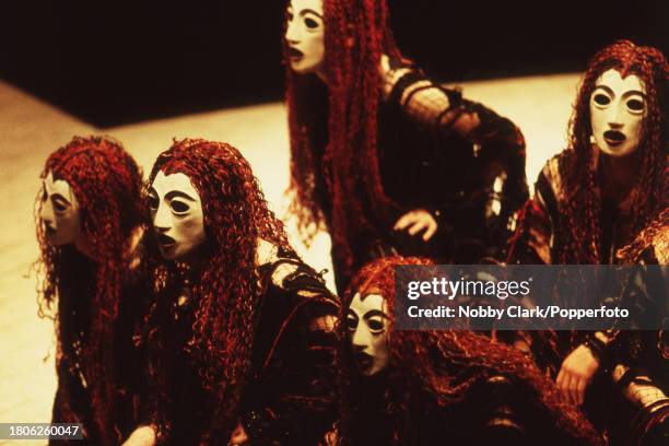 The Oresteia by Aeschylus, adapted by Tony Harrison. Dress rehearsal at the National Olivier Theatre in London, circa November 1981. The Oresteia is...