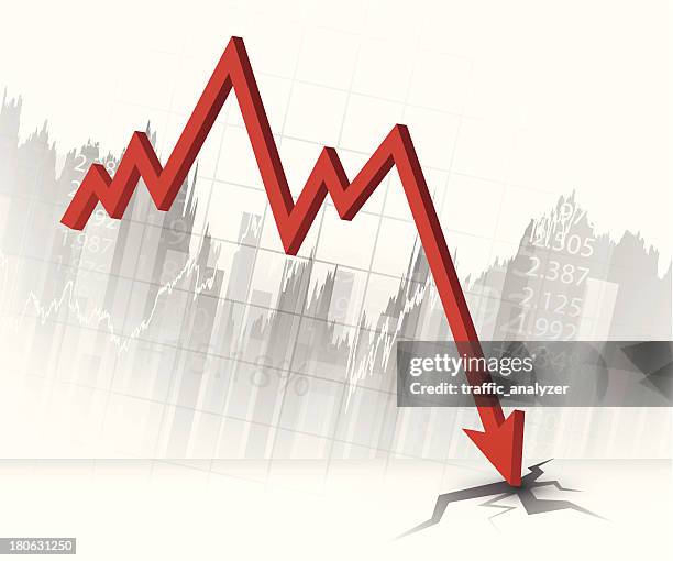 stock market chart - arrow down stock illustrations