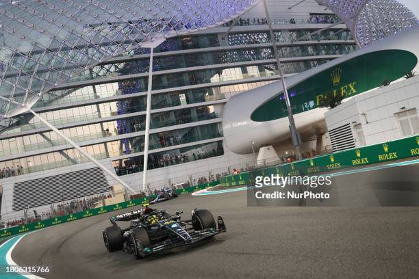 Lewis Hamilton of Mercedes during Formula 1 Abu Dhabi Grand Prix at Yas Marina Circuit on November 26, 2023 in Abu Dhabi, United Arab Emirates.
