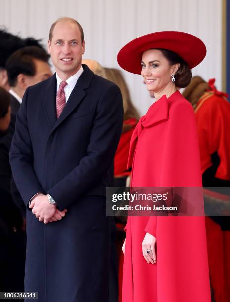 Prince William, Prince of Wales and Catherine, Princess of Wales attend a ceremonial welcome for The President and the First Lady of the Republic of...