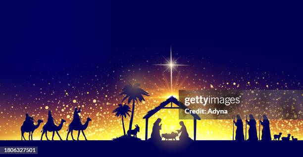 illustrazioni stock, clip art, cartoni animati e icone di tendenza di notte santa - natività