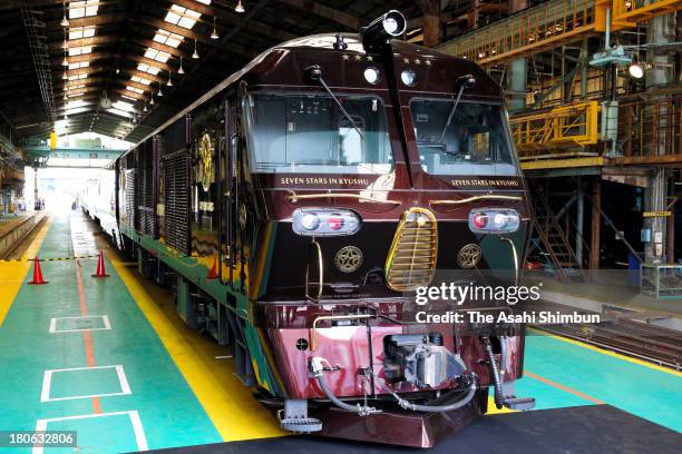 Kyushu's 'Nanatsuboshi ' is displayed during a press preview on September 13, 2013 in Kitakyushu, Fukuoka, Japan. A three-night, four-day tour of the...