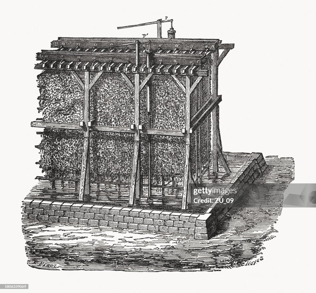 Historical view of a graduation tower, wood engraving, published 1894