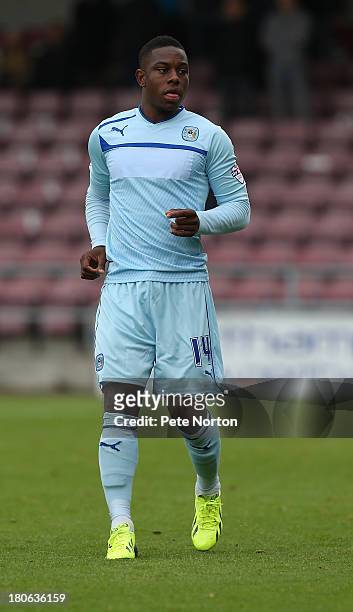 Franck Moussa of Coventry City in action during the Sky Bet League One match between Coventry City and Gillingham at Sixfields Stadium on September...
