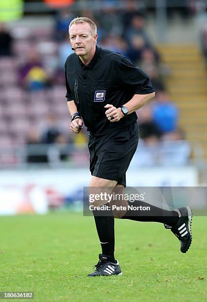 Referee Trevor Kettle in action during the Sky Bet League One match between Coventry City and Gillingham at Sixfields Stadium on September 15, 2013...