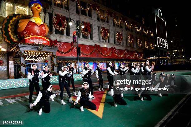 Music stars, the best of Broadway and large performance groups rehearse before their nationally televised performance in the 97th Macy's Thanksgiving...