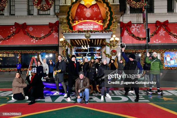 Casey Likes and Roger Bart together with the Broadway's Back to the Future: The Musical rehearse before their nationally televised performance in the...