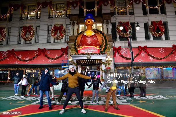 Broadway's How to Dance in Ohio rehearses before their nationally televised performance in the 97th Macy's Thanksgiving Day Parade 2023 on November...