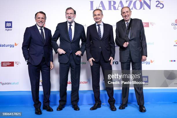 Jose Luis Rodriguez Zapatero , Mariano Rajoy and José Creuheras attend the 25th Anniversary of the "La Razón" Newspaper at La Razón HQ on November...