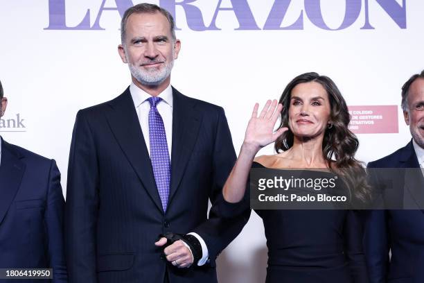Queen Letizia of Spain and King Felipe VI of Spain attend the 25th Anniversary of the "La Razón" Newspaper at La Razón HQ on November 21, 2023 in...