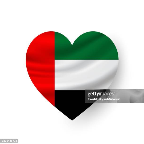 ilustrações, clipart, desenhos animados e ícones de bandeira do coração dos emirados árabes unidos dos emirados árabes unidos. vetor - rau