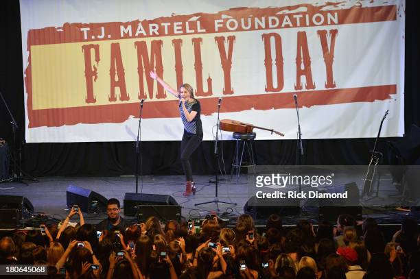 Singer Bridgit Mendler performs onstage at the "T.J. Martell Foundation's 14th Annual Family Day Honoring Paradigm Talent Agency's Marty Diamond and...