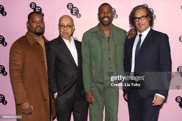 Aml Ameen, George C. Wolfe, Colman Domingo and David Olusoga attend the "Rustin" Preview and Q&A at BFI Southbank on November 21, 2023 in London,...