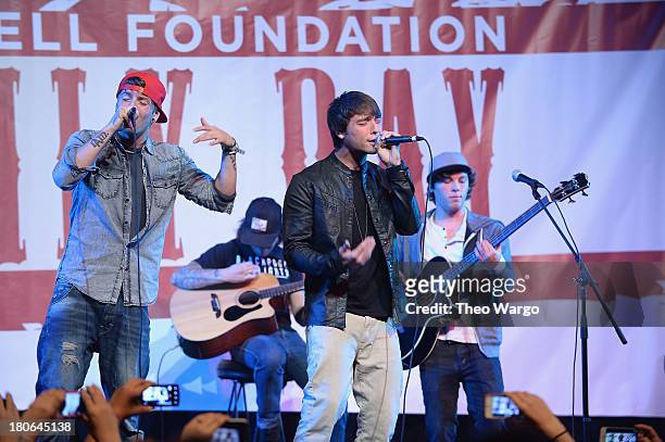 Emblem3 performs on stage at the "T.J. Martell Foundation's 14th Annual Family Day Honoring Paradigm Talent Agency's Marty Diamond and Family" at...