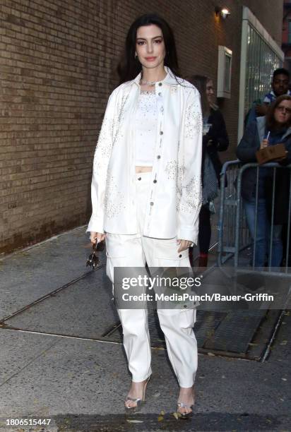 Anne Hathaway is seen on November 27, 2023 in New York City.