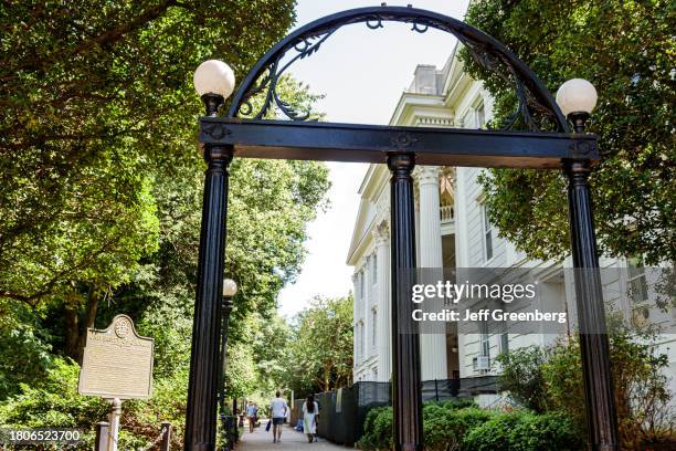 Athens, Georgia, University of Georgia school campus, North Campus Quad, wrought iron entrance gate.