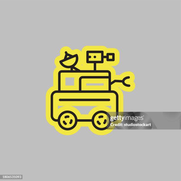 raumroboter-liniensymbol bearbeitbarer strich - moon buggy stock-grafiken, -clipart, -cartoons und -symbole