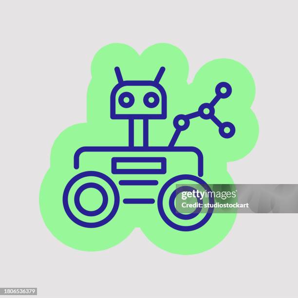 raumroboter-liniensymbol bearbeitbarer strich - moon buggy stock-grafiken, -clipart, -cartoons und -symbole