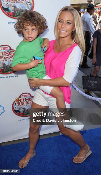 Personality Kendra Wilkinson and son Hank Baskett IV attend the premiere of HIT Entertainment's "Thomas & Friends: King of the Railway" at the...