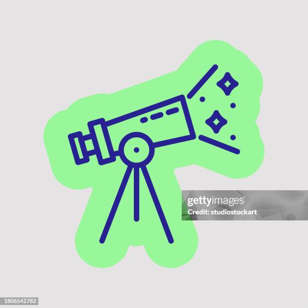 telescope line icon. editable stroke - tripod position stock illustrations