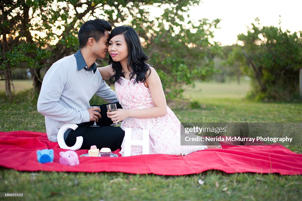 Couple having picnic