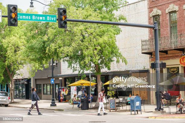 Augusta, Georgia, Broad Street, James Brown Boulevard, street sign,..., News Photo