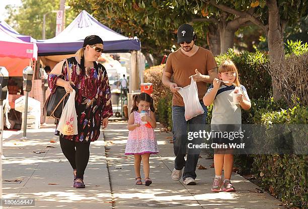 Carnie Wilson is seen with daughter Luciana Bellla Bonfiglio, husband Rob Bonfiglio and daughter Lola Sofia Bonfiglio on September 15, 2013 in Los...