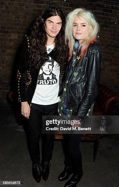 Alison Mosshart and brother Matthew Mosshart attend a party hosted by Equipment celebrating the release of "Paris Spleen: The Kills Live At...