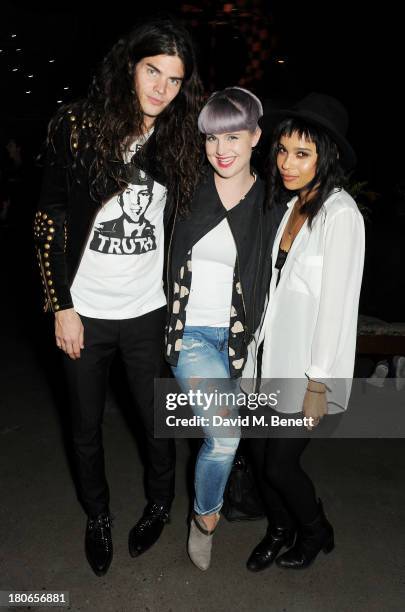 Matthew Mosshart, Kelly Osbourne and Zoe Kravitz attend a party hosted by Equipment celebrating the release of "Paris Spleen: The Kills Live At...