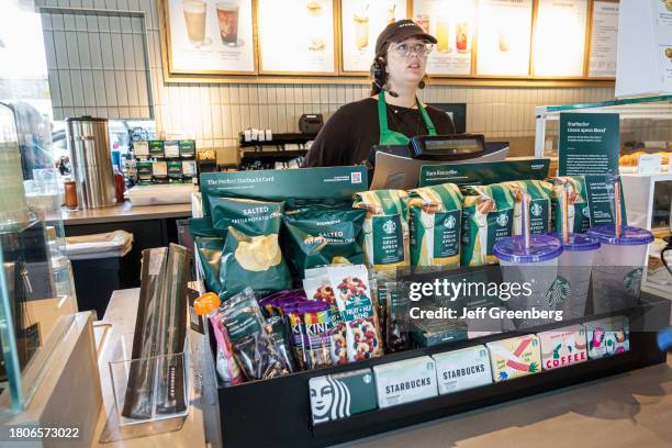 Augusta, Georgia, Starbucks Coffee, Barista cashier.