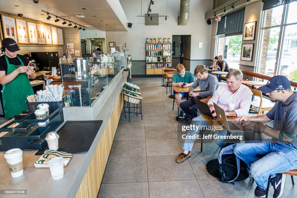 Augusta, Georgia, Starbucks Coffee, inside busy with customers