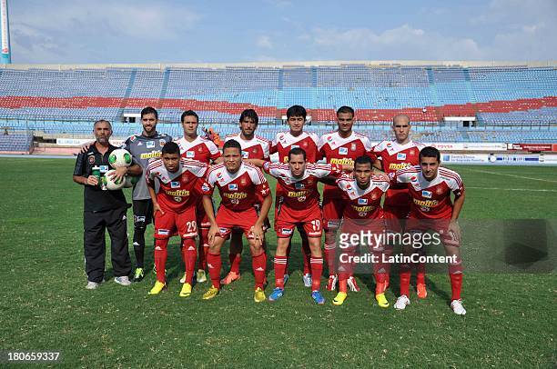 Players of Caracas FC pose for a team photo prior a match between Zulia FC and Caracas FC as part of the Torneo Apertura 2013 on September 15, 2013...