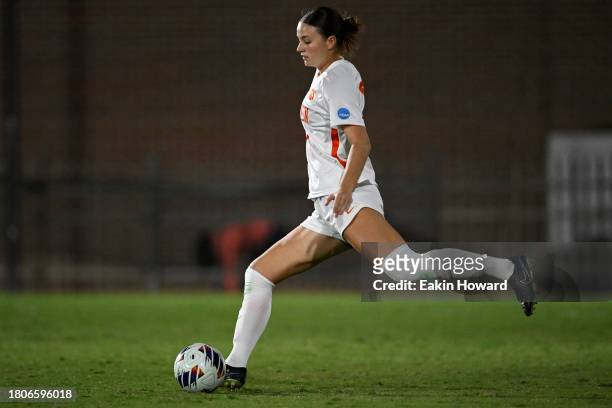 Mackenzie Duff of the Clemson Tigers dribbles against the Columbia Lions in the first half during the second round of NCAA playoffs at Historic Riggs...