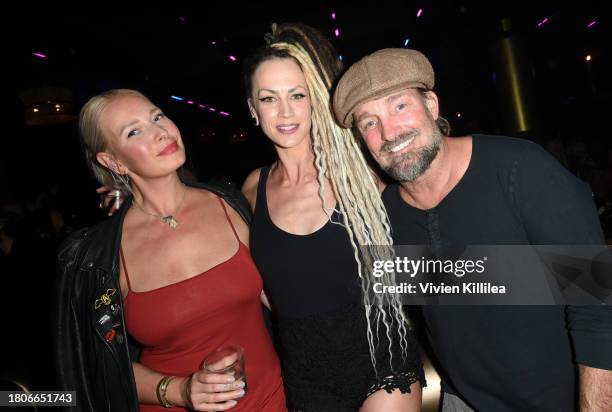 Katarina Benzova, Tanya O' Callaghan and Brian Bowen Smith attend Meili Vodka Event at Hyde Sunset Kitchen + Cocktails on November 20, 2023 in West...