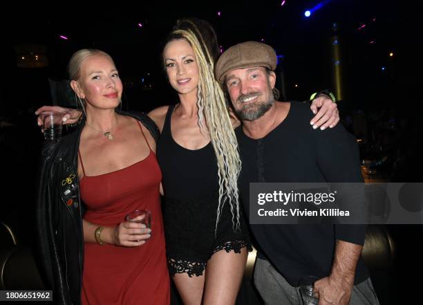 Katarina Benzova, Tanya O' Callaghan and Brian Bowen Smith attend Meili Vodka Event at Hyde Sunset Kitchen + Cocktails on November 20, 2023 in West...