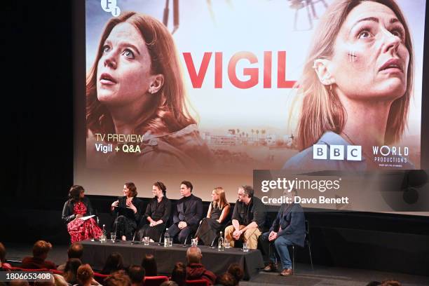 Brenda Emmanus, Suranne Jones, Rose Leslie, Dougray Scott, Romola Garai, Tom Edge and Jake Lushington attend a screening of new BBC Drama "Vigil"...