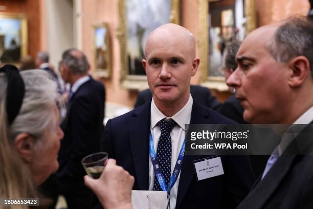 Of cryptocurrency platform Coinbase Brian Armstrong attends a reception at Buckingham Palace to mark the conclusion of the Global Investment Summit...