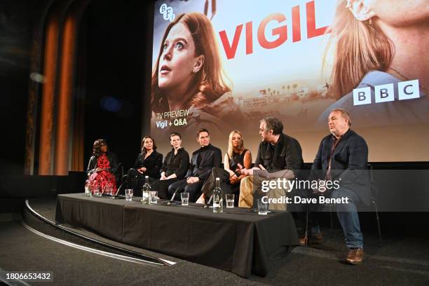 Brenda Emmanus, Suranne Jones, Rose Leslie, Dougray Scott, Romola Garai, Tom Edge and Jake Lushington attend a screening of new BBC Drama "Vigil"...