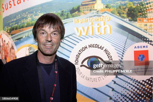 French environment activist Nicolas Hulot attends "Global City" forum gathering local authorities officials and city planners to find out new ways...