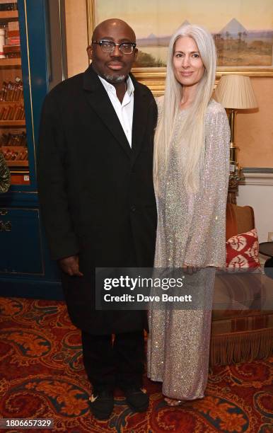 Editor-In-Chief of British Vogue Edward Enninful and Deputy Editor of British Vogue Sarah Harris attend a party celebrating the exclusive launch of...