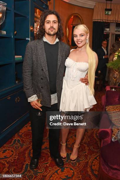 Maximillian King and Nell Hudson attend a party celebrating the exclusive launch of Celia Kritharioti at Harrods held at Mark's Club on November 27,...