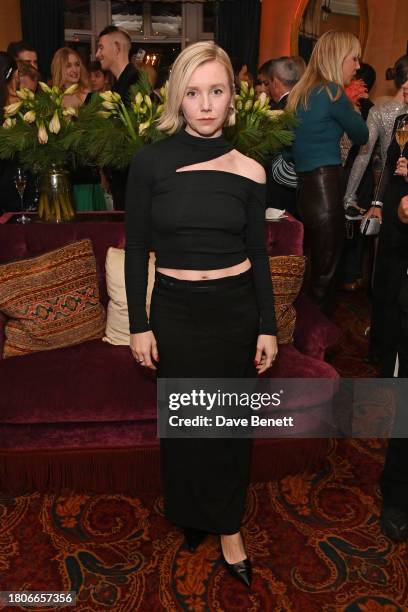 Lauren Lyle attends a party celebrating the exclusive launch of Celia Kritharioti at Harrods held at Mark's Club on November 27, 2023 in London,...