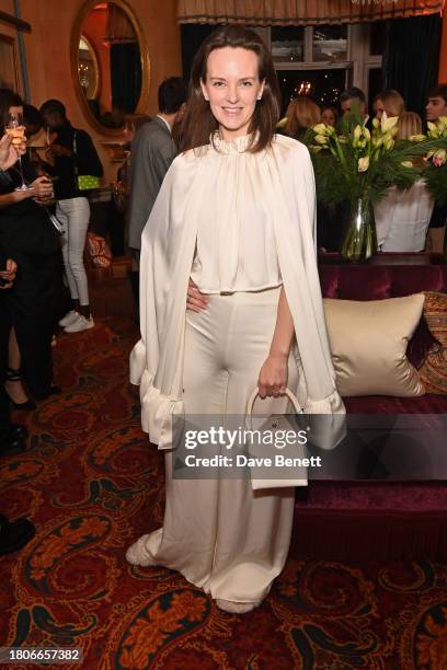 Charlotte Carroll attends a party celebrating the exclusive launch of Celia Kritharioti at Harrods held at Mark's Club on November 27, 2023 in...