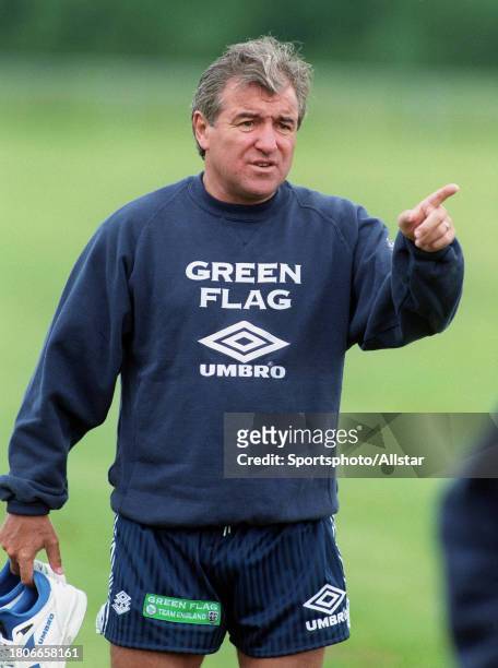 June 14: Terry Venables, England Coach shouting during the england team training session match between Euro 96 Championships at the Bisham Abbey on...
