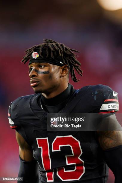 Kei'Trel Clark of the Arizona Cardinals walks off the field during a game against the Los Angeles Rams at State Farm Stadium on November 26, 2023 in...