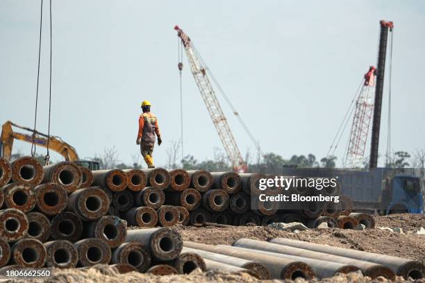 Construction worker at Kalimantan Industrial Park Indonesia in Bulungan Regency, North Kalimantan, Indonesia, on Friday, Oct. 20, 2023. Indonesia...