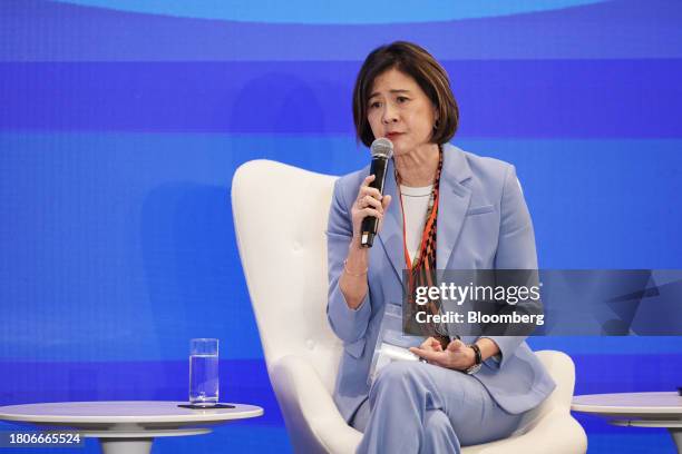 Amy Lo, co-head of wealth management for Asia Pacific at UBS Group AG, speaks at the HKMA-BIS High-Level Conference in Hong Kong, China, on Tuesday,...