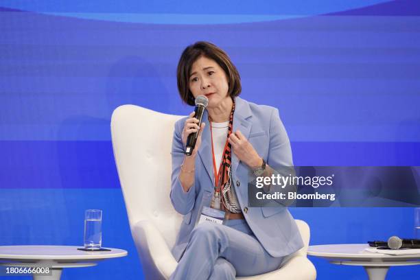 Amy Lo, co-head of wealth management for Asia Pacific at UBS Group AG, speaks at the HKMA-BIS High-Level Conference in Hong Kong, China, on Tuesday,...